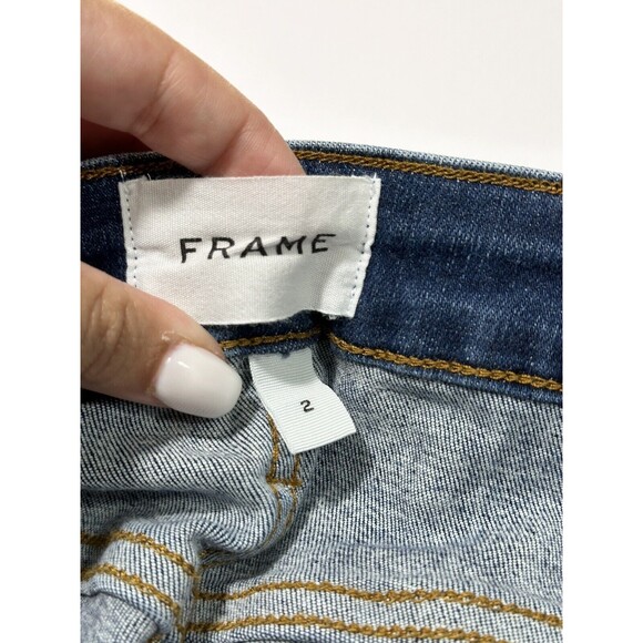 Frame Denim Le One Skinny Crop Jeans Women Dark Blue Wash Denim Size 2 - Picture 3 of 7